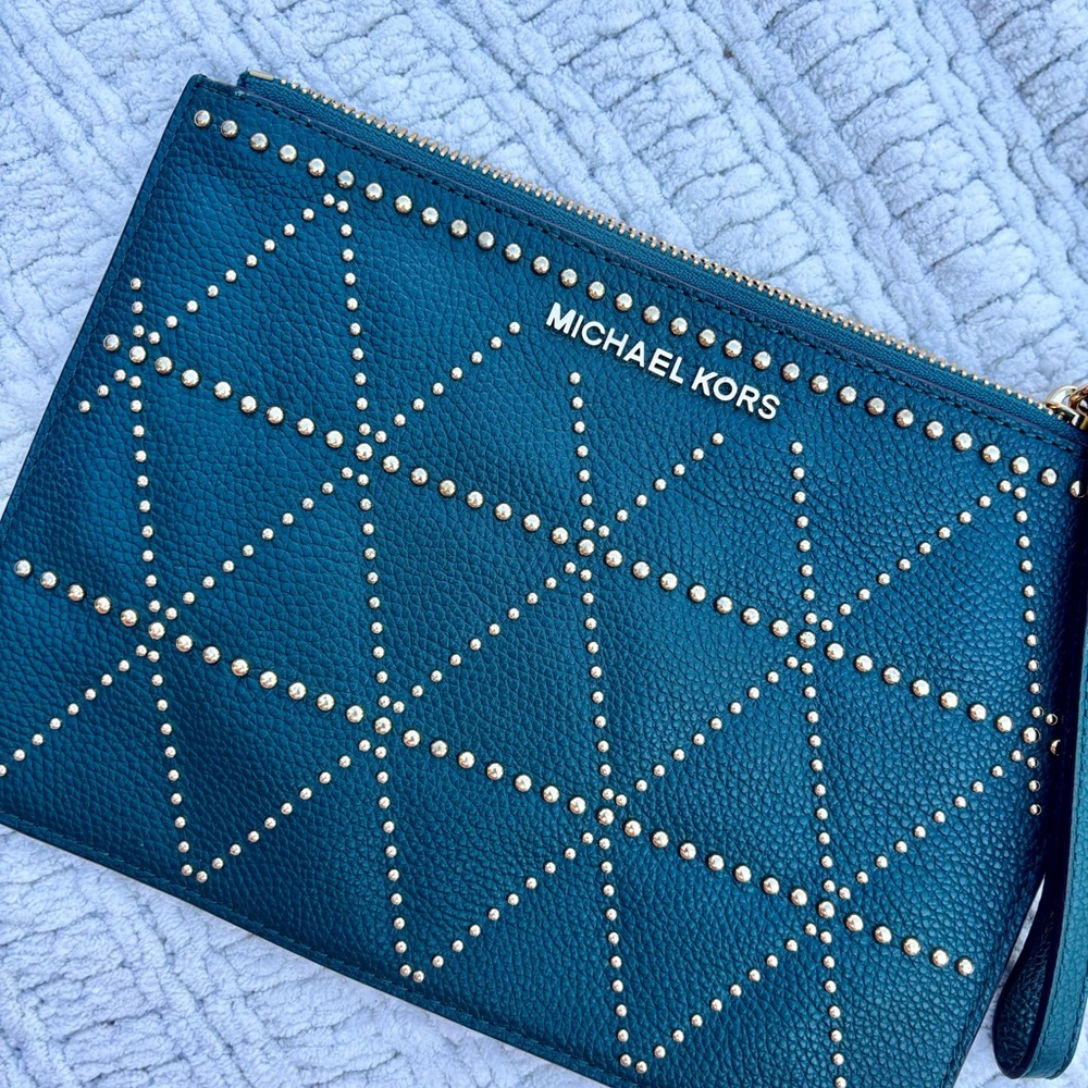 Michael Kors Teal Studded Wristlet - Picture 4 of 9